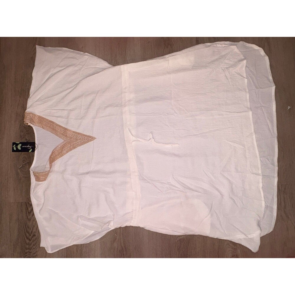 2X Swimsuit Cover up Dress Cream Gold NWT
